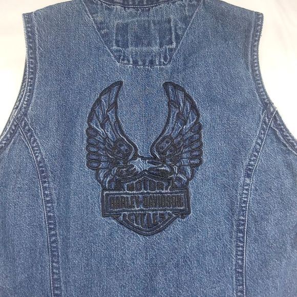 Womens Harley-Davidson vintage leather denim vest